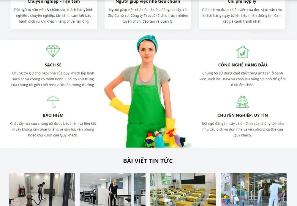 Mẫu theme wordpress dịch vụ vệ sinh công nghiệp đẹp