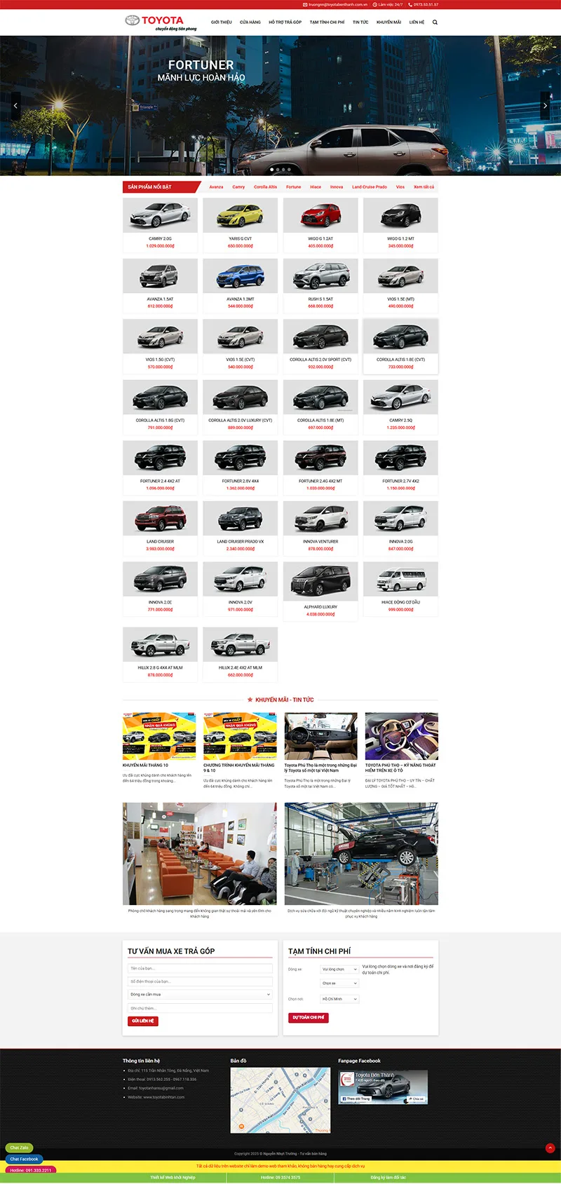 Theme wordpress bán ô tô đẹp - Mẫu Toyota 01