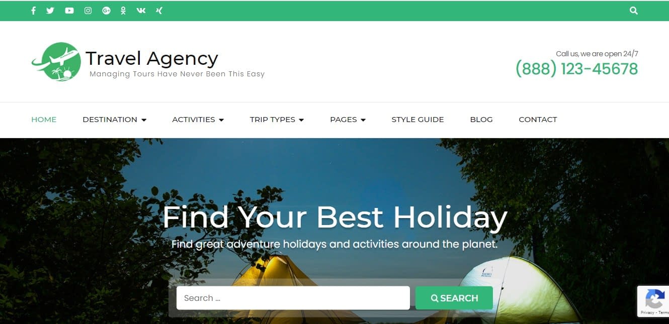 Travel Agency - Free Responsive WordPress Theme
