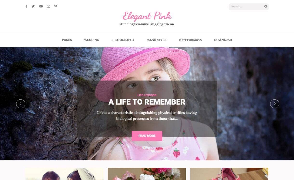 Elegant Pink - Free Responsive WordPress Theme