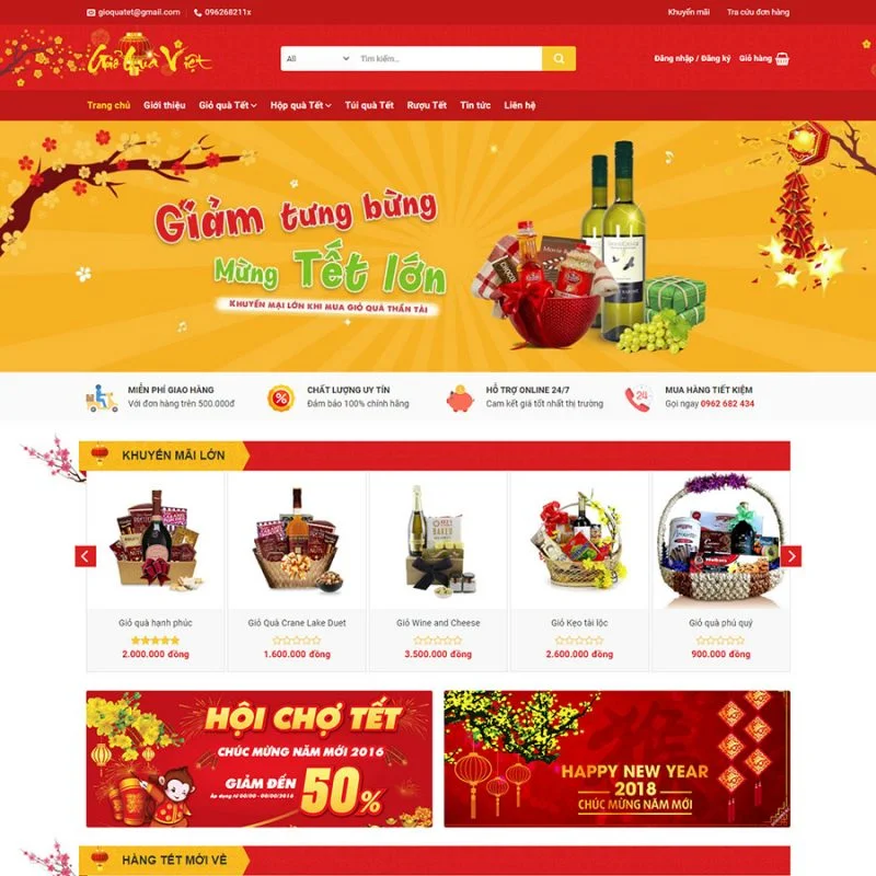 Theme wordpress giới thiệu sản phẩm quà tết.