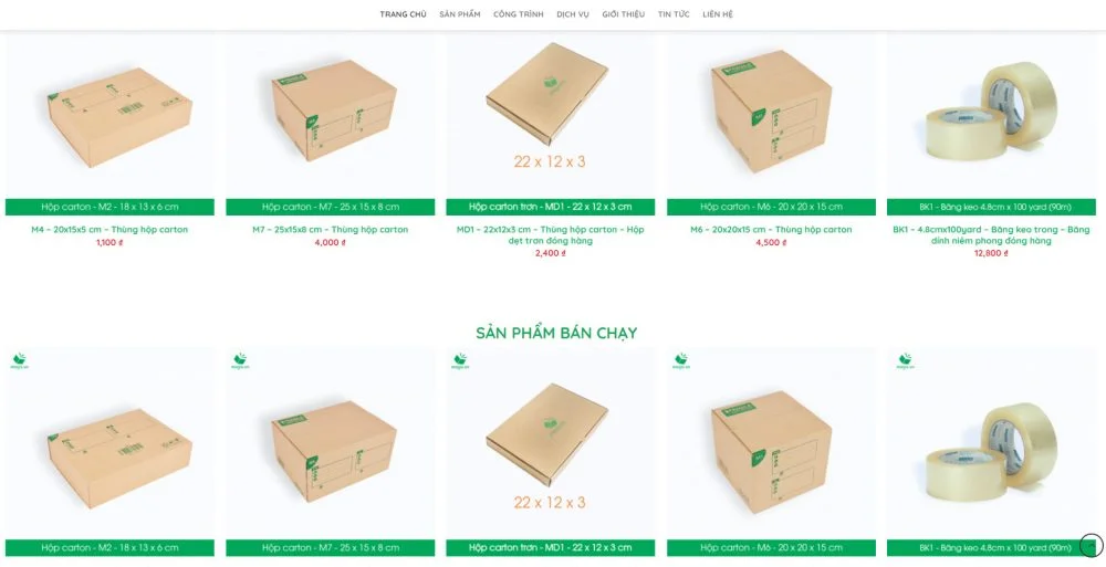 Theme wordpress bán thùng carton đẹp