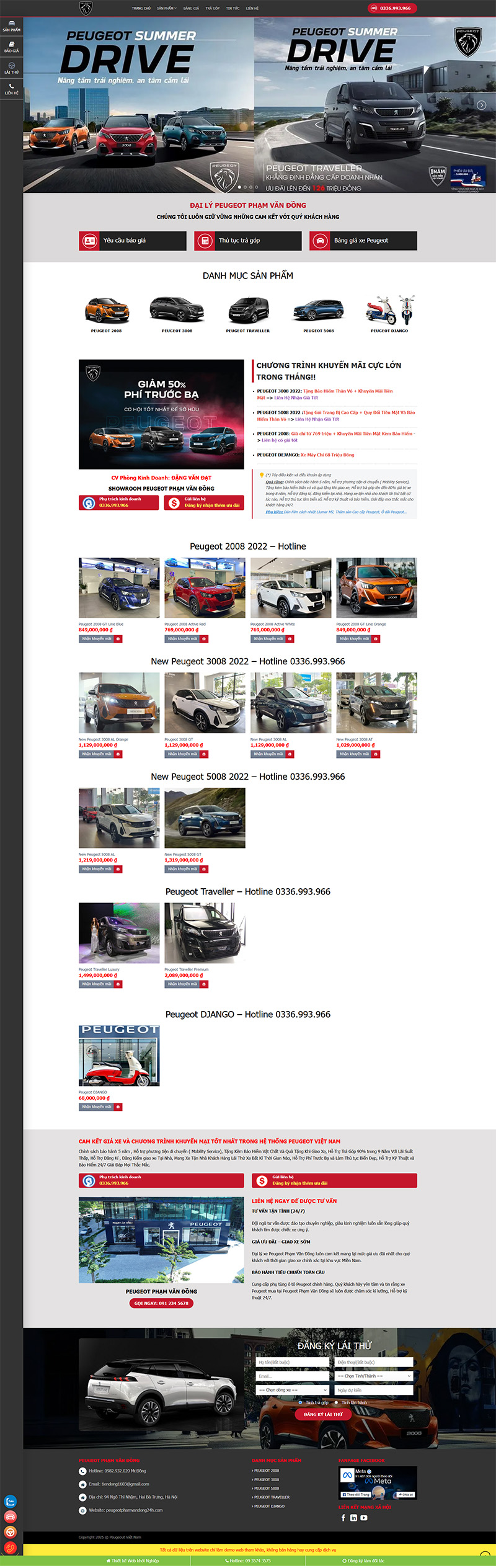 Theme wordpress bán xe Peugeot