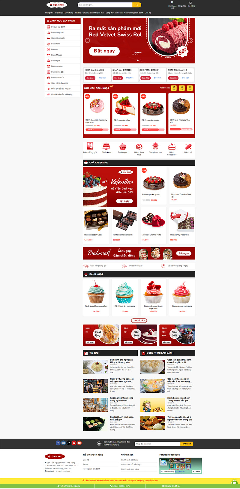 Theme wordpress bán bánh ngọt , bánh kem đẹp