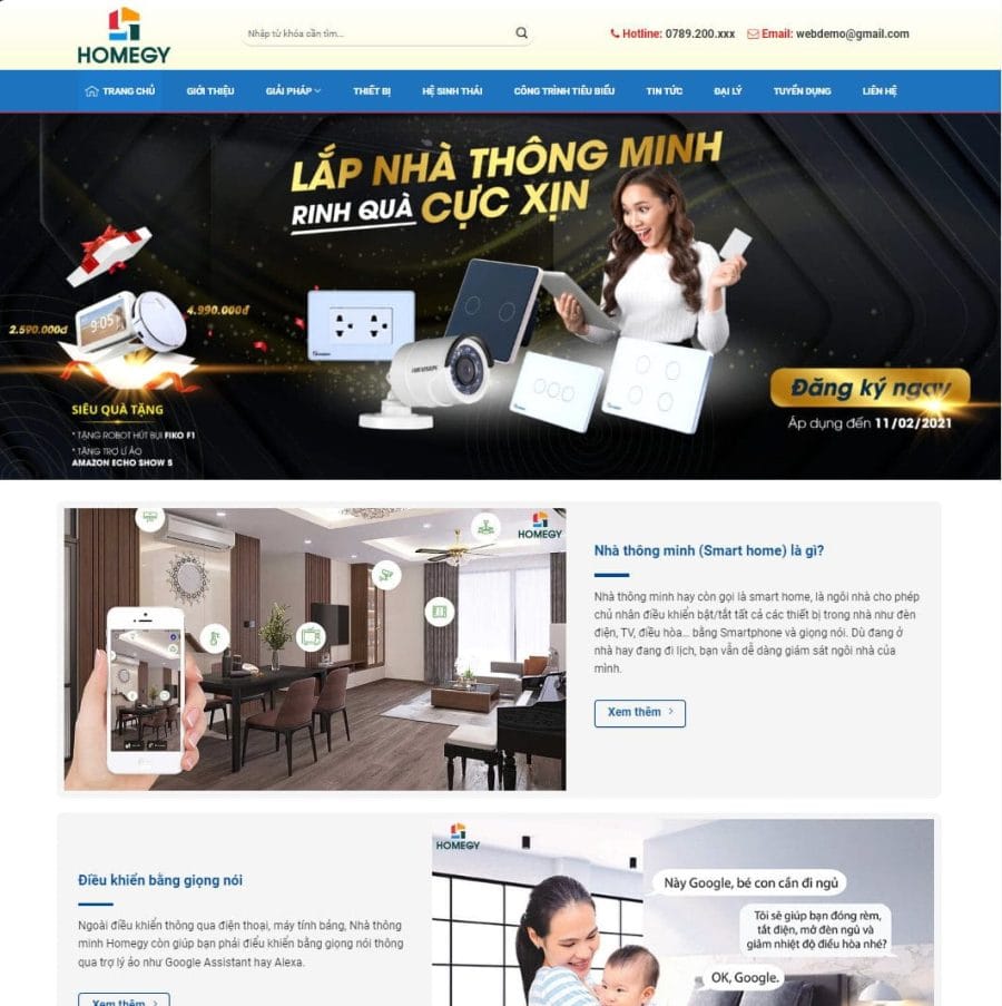 Giao diện theme WordPress smarthome chuyên nghiệp, tối ưu hiển thị sản phẩm và giải pháp nhà thông minh.