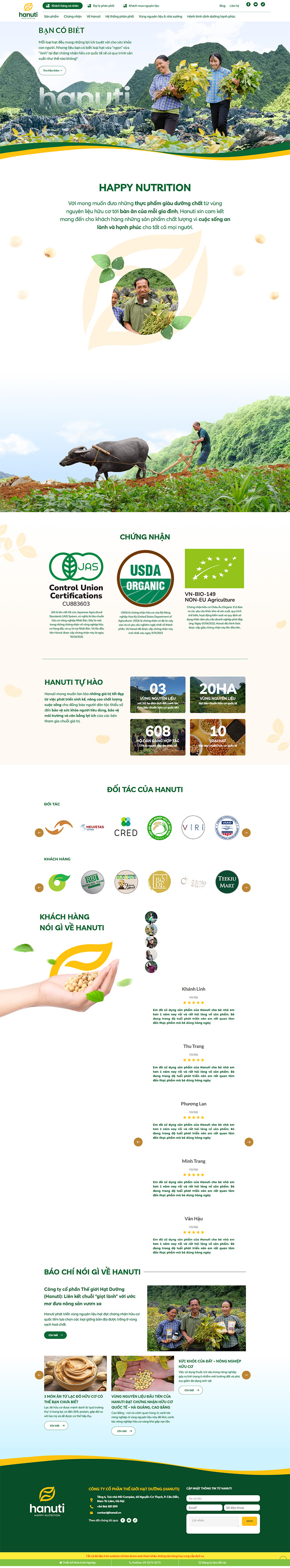 Theme wordpress nguyên liệu sạch - organic giống hanuti