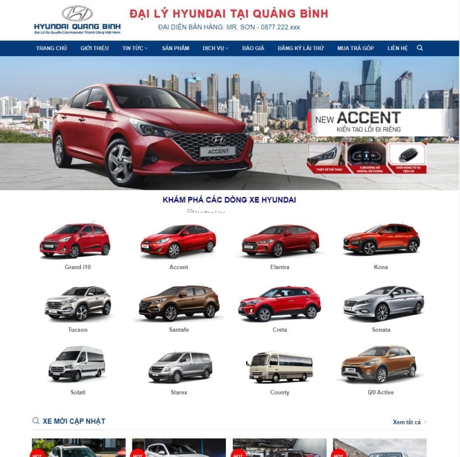 theme WordPress bán xe Hyundai chuyên nghiệp, hỗ trợ trưng bày xe và đặt lịch lái thử trực tuyến.