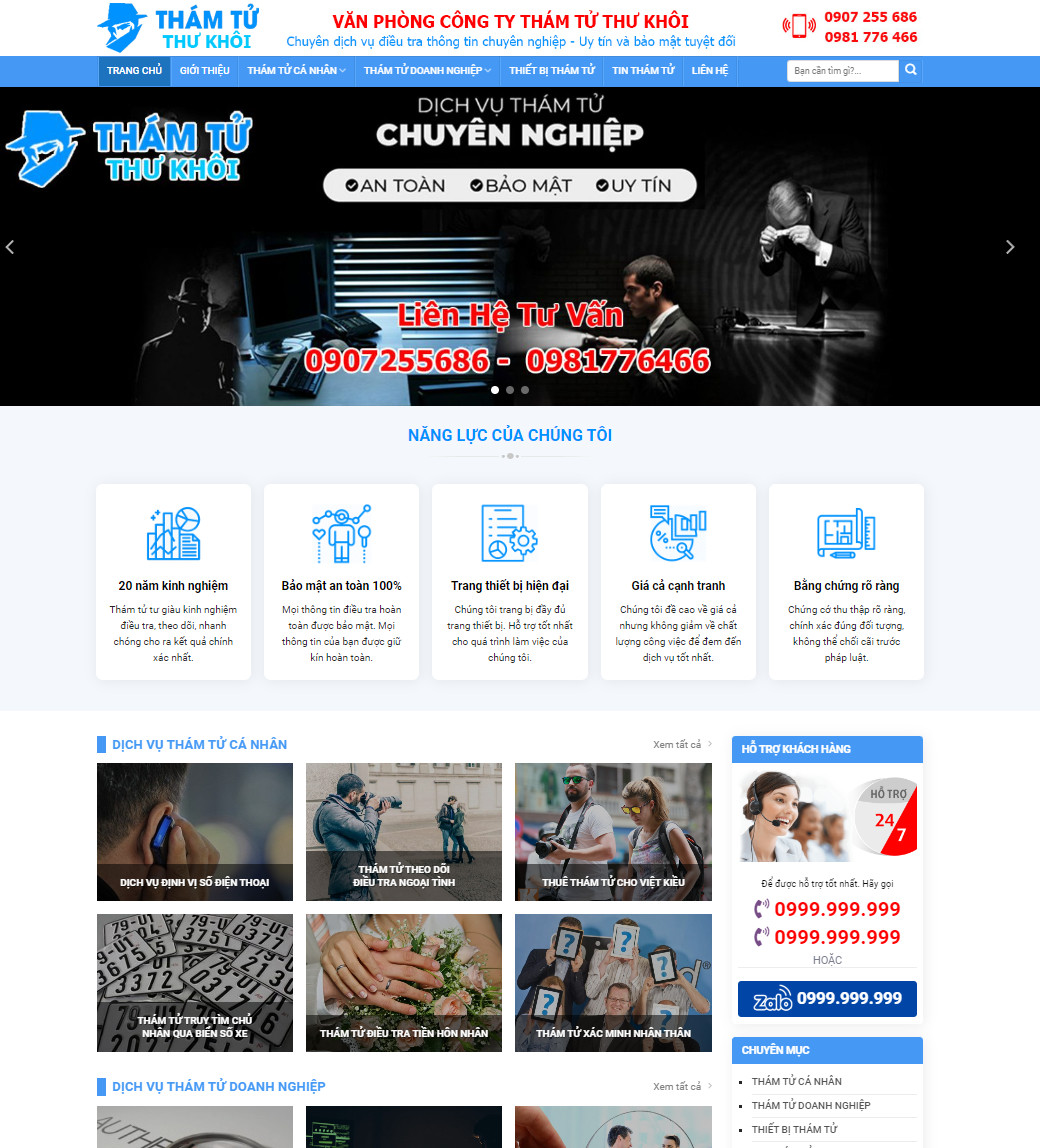 Theme wordpress dịch vụ thám tử đẹp