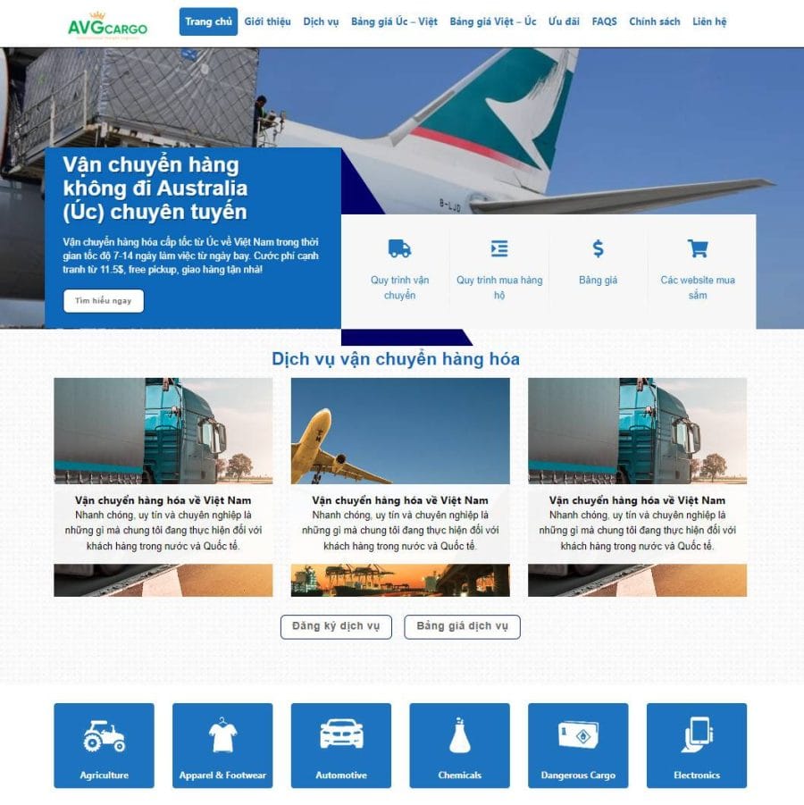 Giao diện theme WordPress dịch vụ vận chuyển chuyên nghiệp, tối ưu cho công ty logistics.