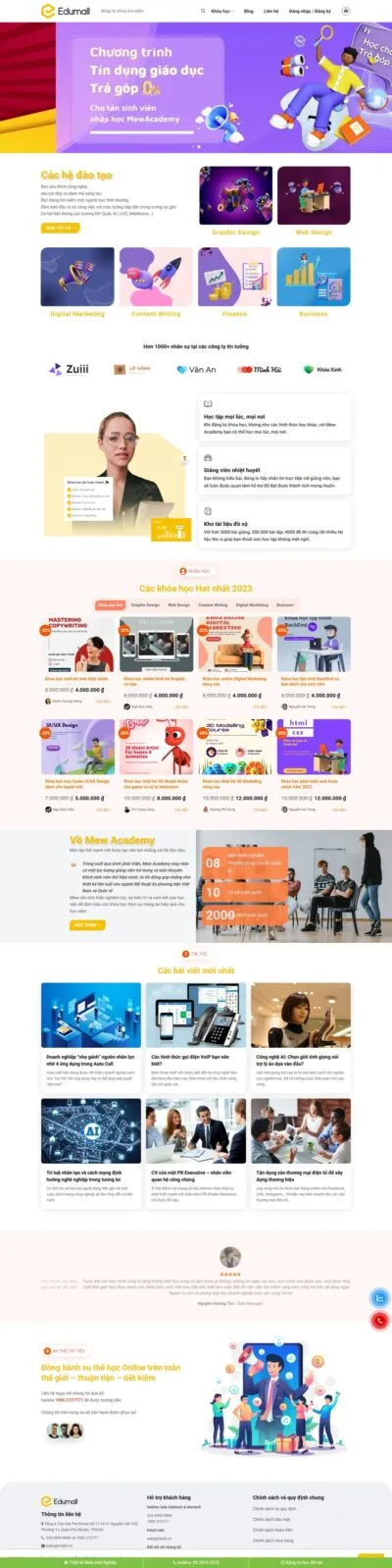 Mẫu web Bán khóa học - Có tích hợp học online - Quản lý khóa học ngay trên web