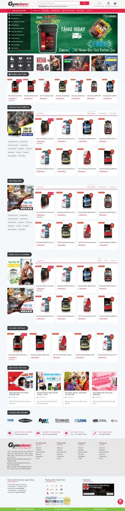 Theme wopress bán thực phẩm chức năng phòng gym