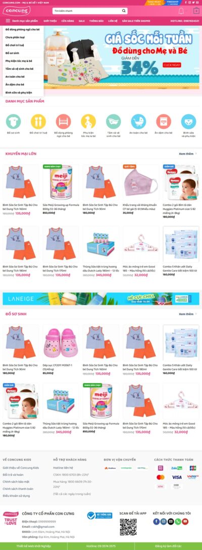 Theme wordpress bách hóa 04 - đồ trẻ em, mẹ và bé giống con cưng