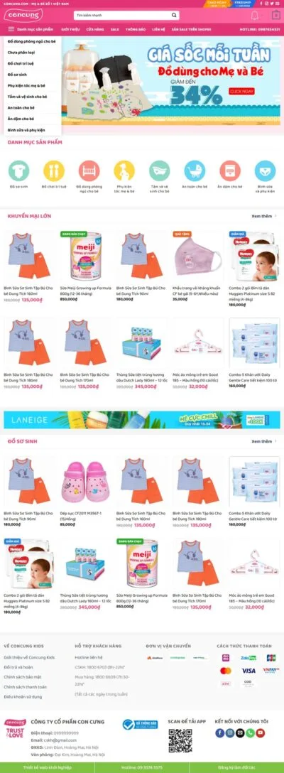 Theme wordpress bách hóa 04 - đồ trẻ em, mẹ và bé giống con cưng