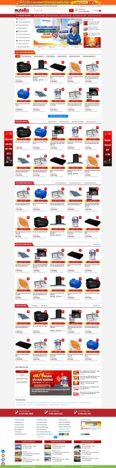 Theme wordpress bán bồn nước, bồn sơn hà