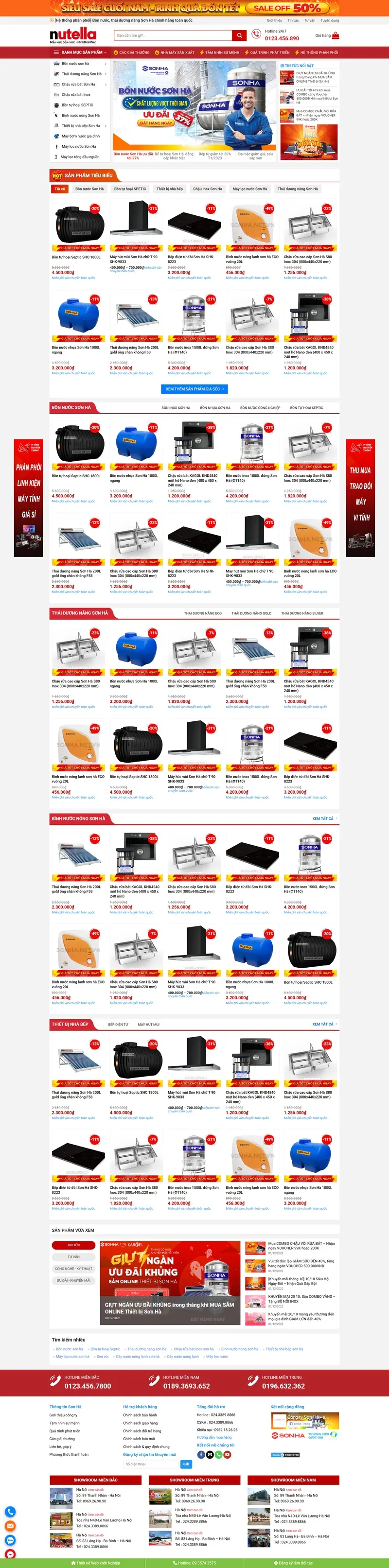 Theme wordpress bán bồn nước, bồn sơn hà