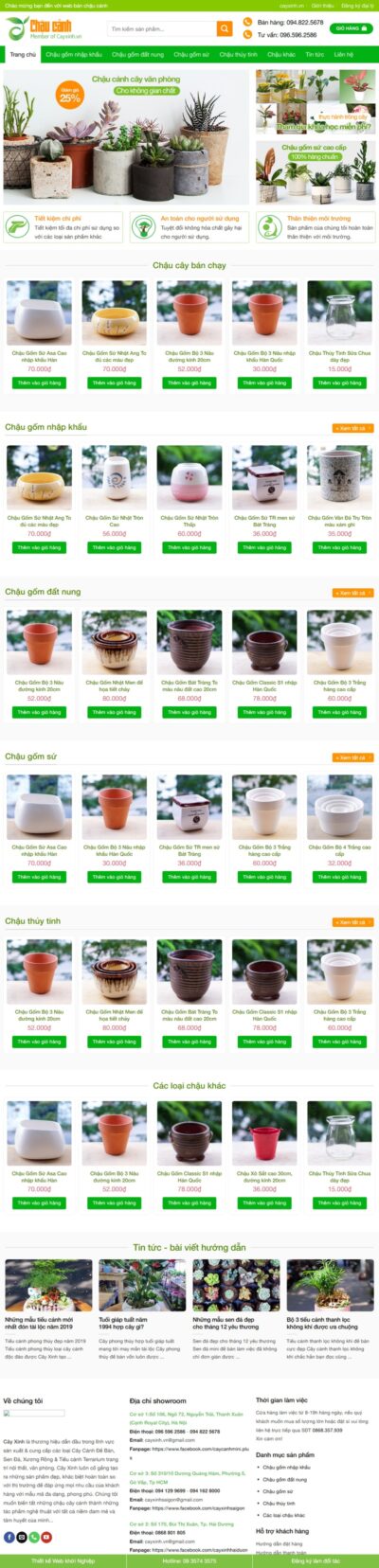 Theme wordpress bán chậu cây, cây xanh