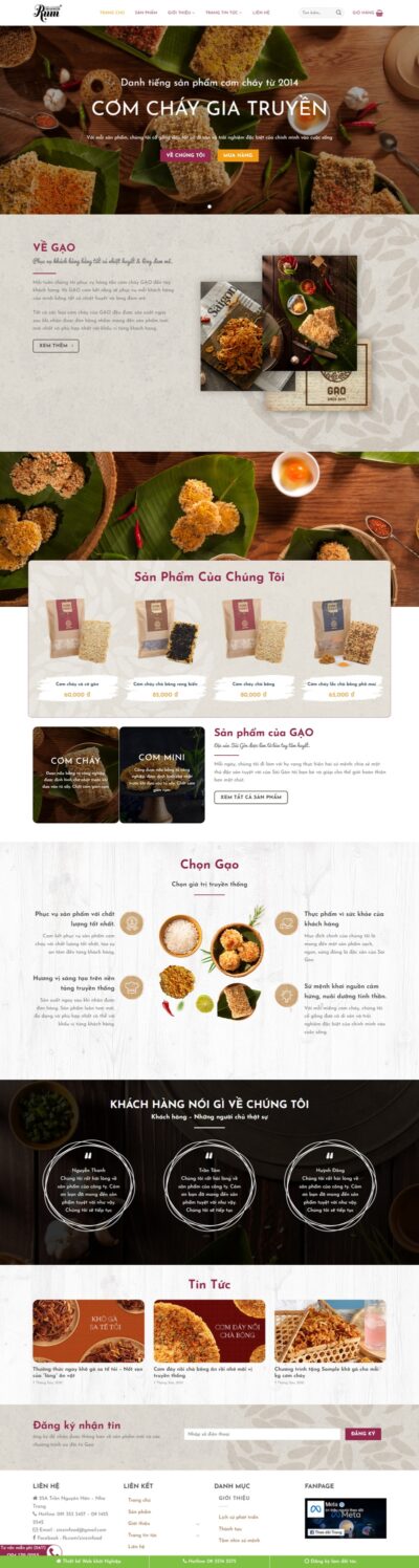 Theme wordpress bán cơm cháy, đồ ăn vặt