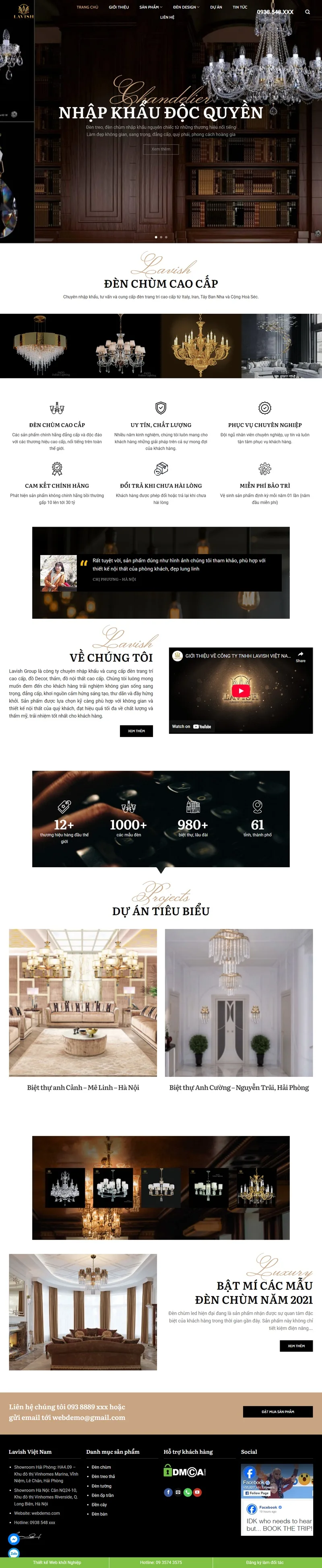 Theme wordpress bán đèn trang trí, đèn chùm