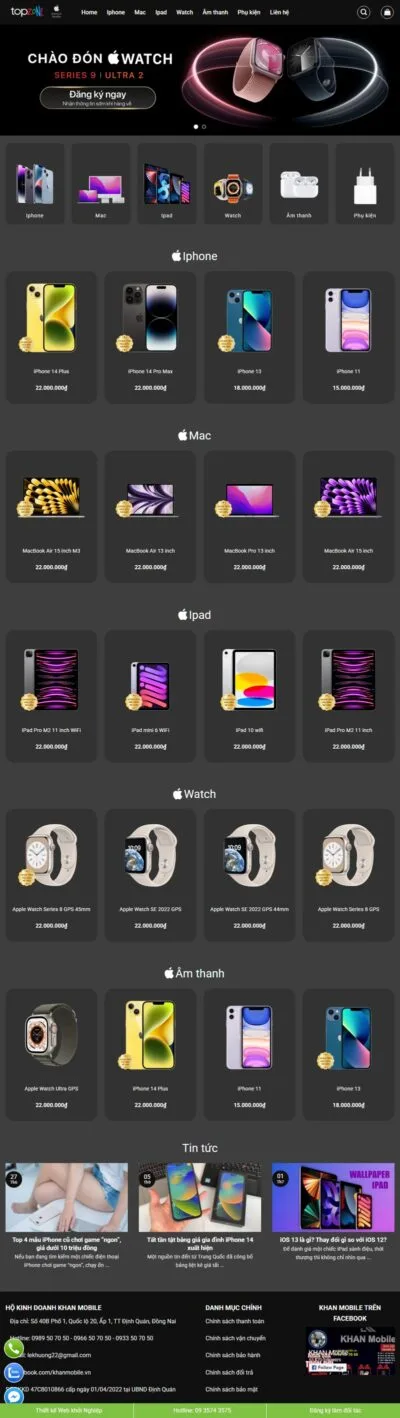 Theme wordpress bán điện thoại giống Topzone