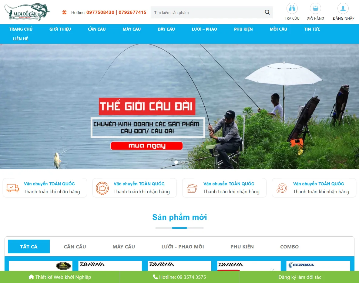 Giao diện theme wordpress bán đồ câu cá