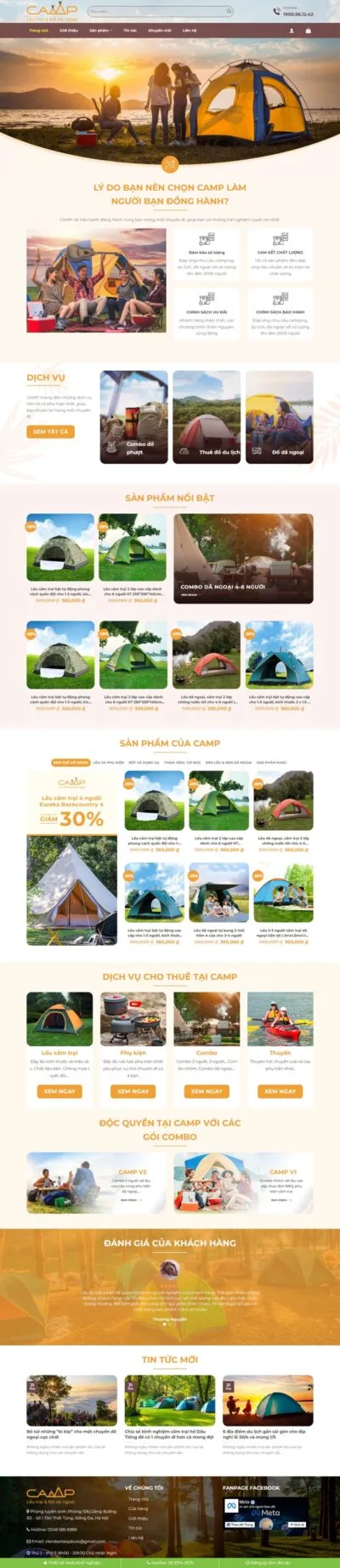 Theme wordpress bán đồ phượt, lều du lịch