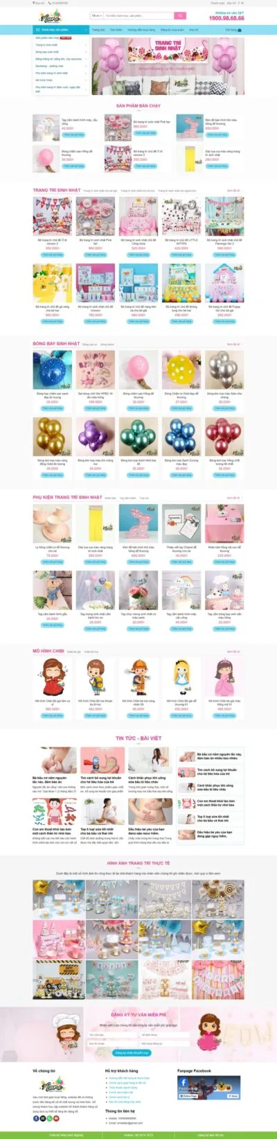 Theme wordpress bán đồ trang trí sinh nhật, tiệc cưới, party