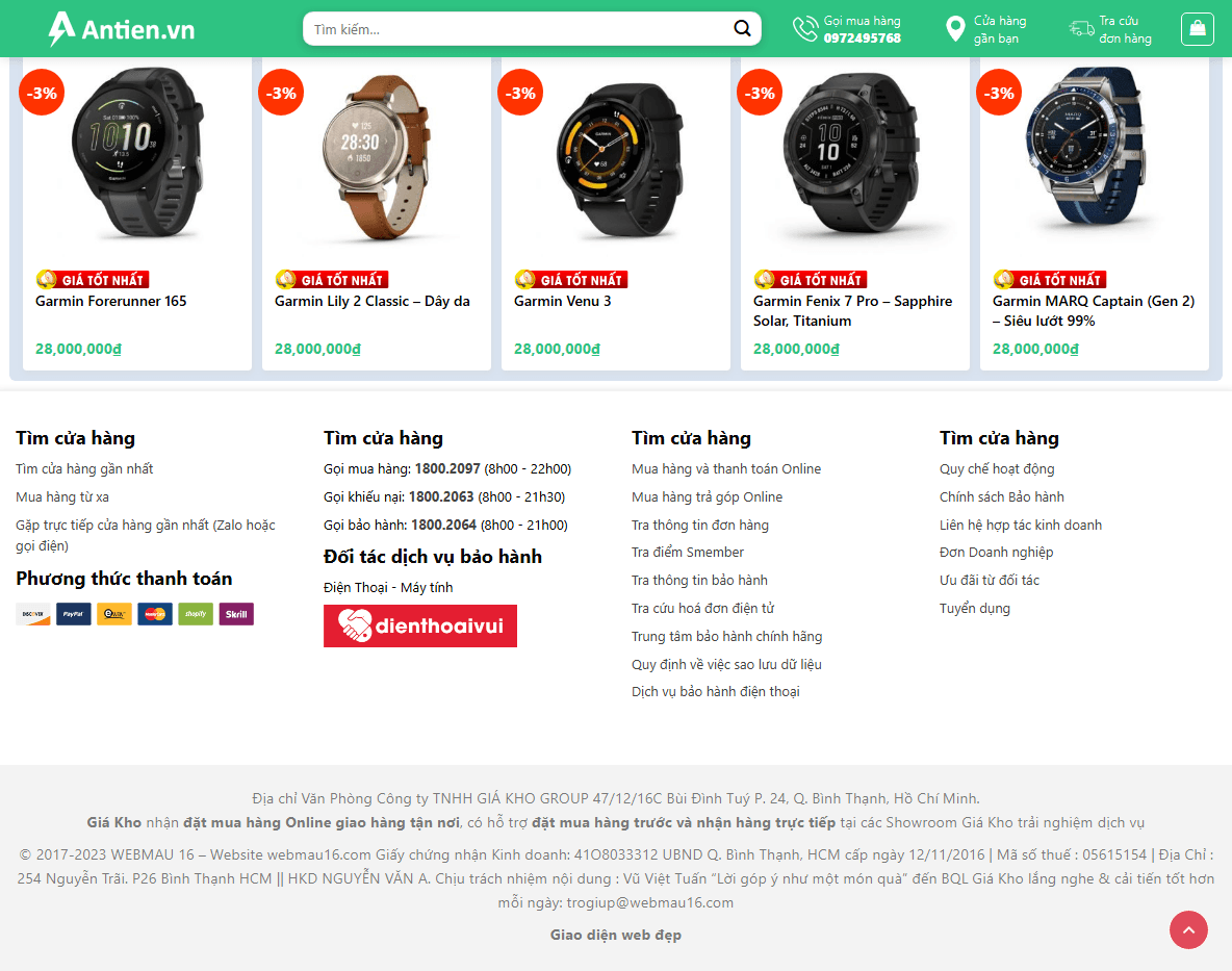 Tính năng Theme WordPress bán đồng hồ, đồ công nghệ 03
