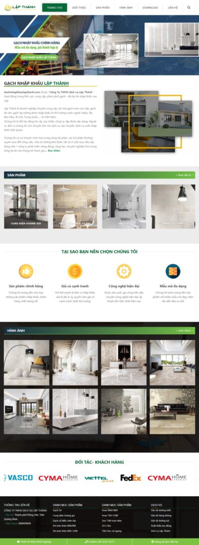 Theme wordpress bán gạch men, đá granite, đá mài