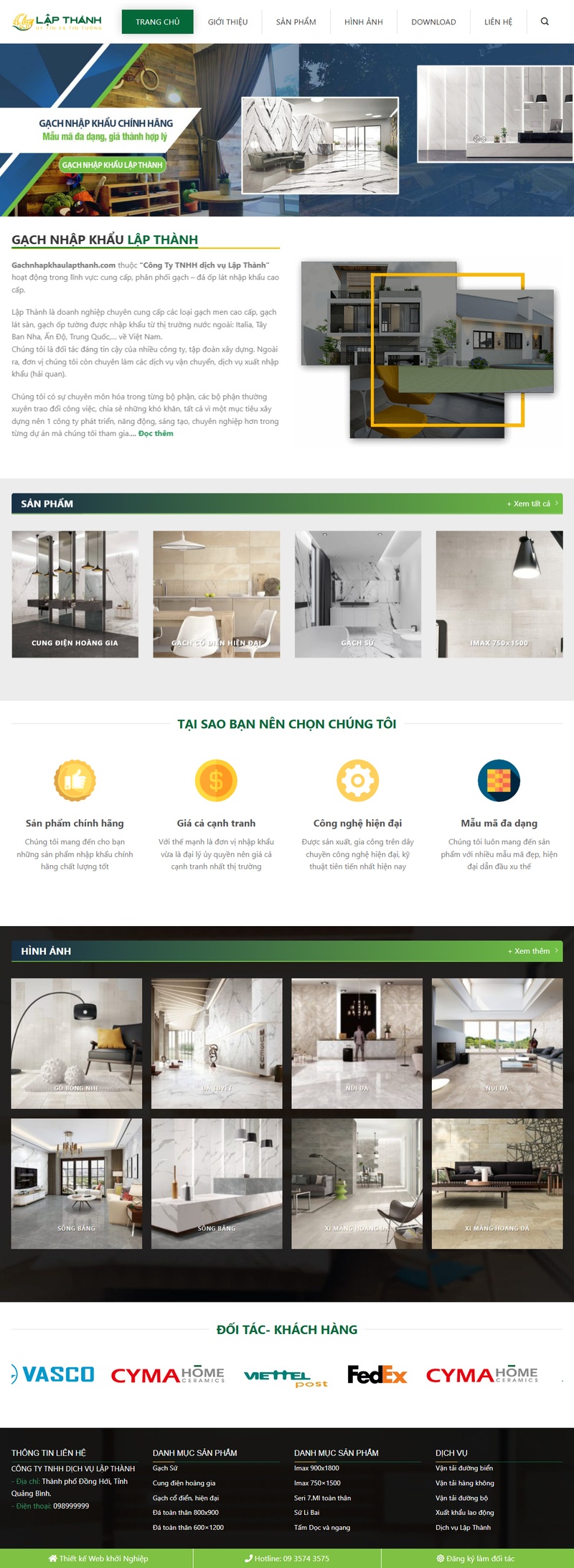 Theme wordpress bán gạch men, đá granite, đá mài