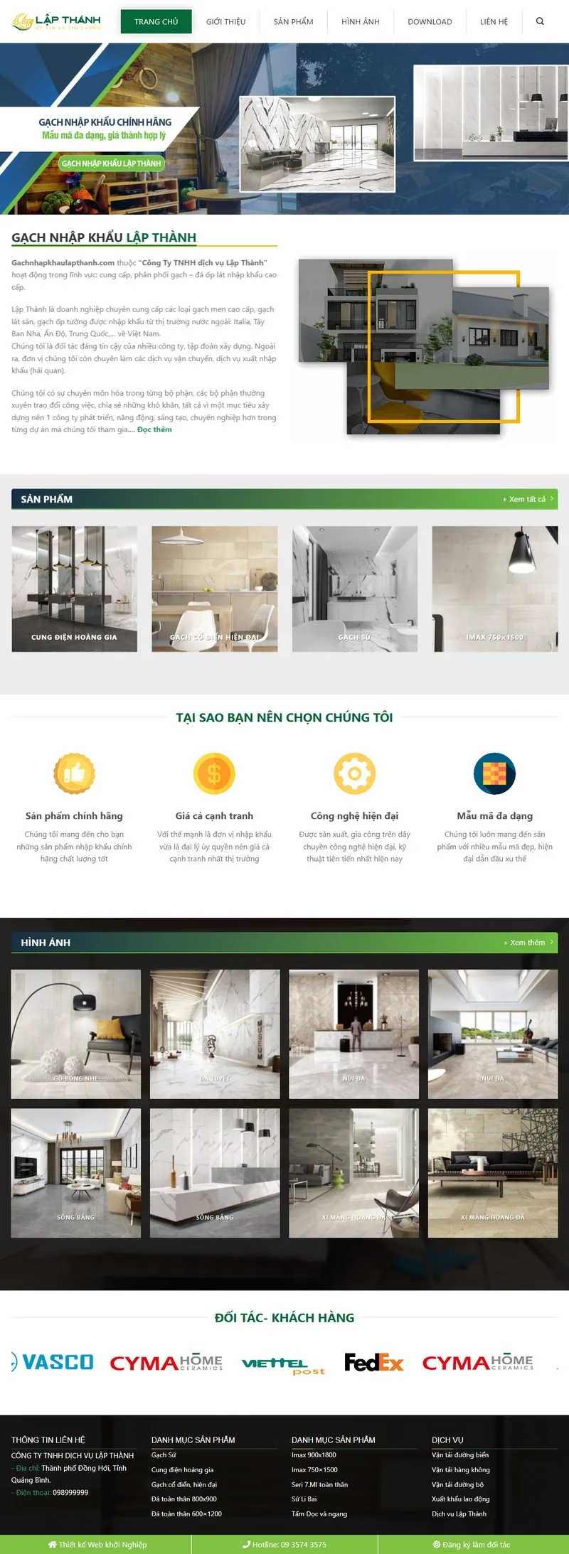 Theme wordpress bán gạch men, đá granite, đá mài