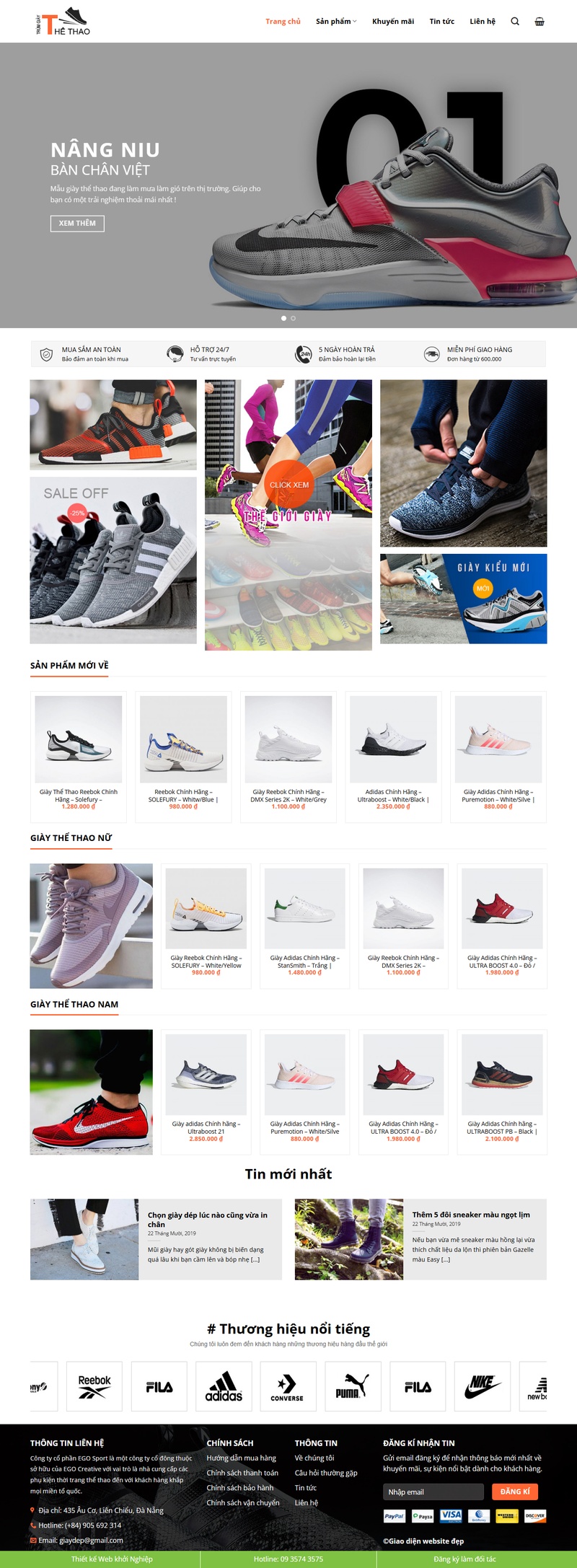 Theme wordpress bán giày thể thao 01