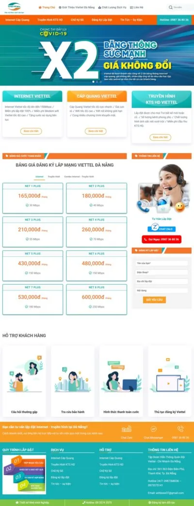 Theme wordpress bán gói cước Viettel, viễn thông