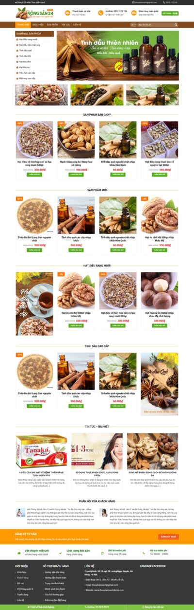 Theme wordpress bán hạt điều