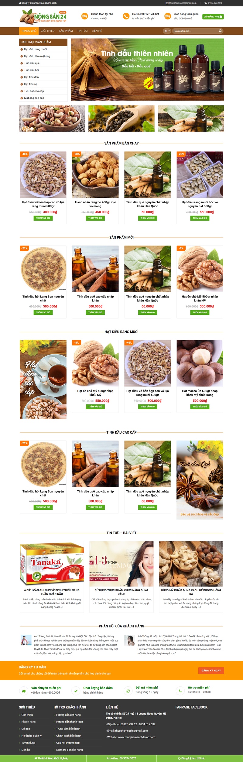 Theme wordpress bán hạt điều
