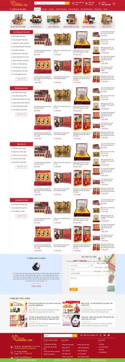 Theme wordpress bán nhân sâm 01