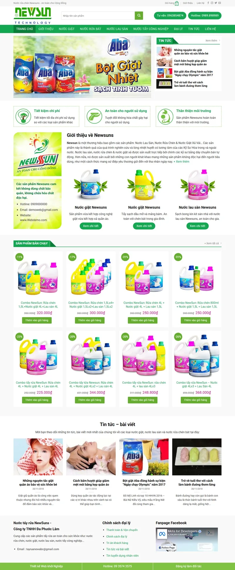 Theme wordpress bán nước giặt, bột giặt