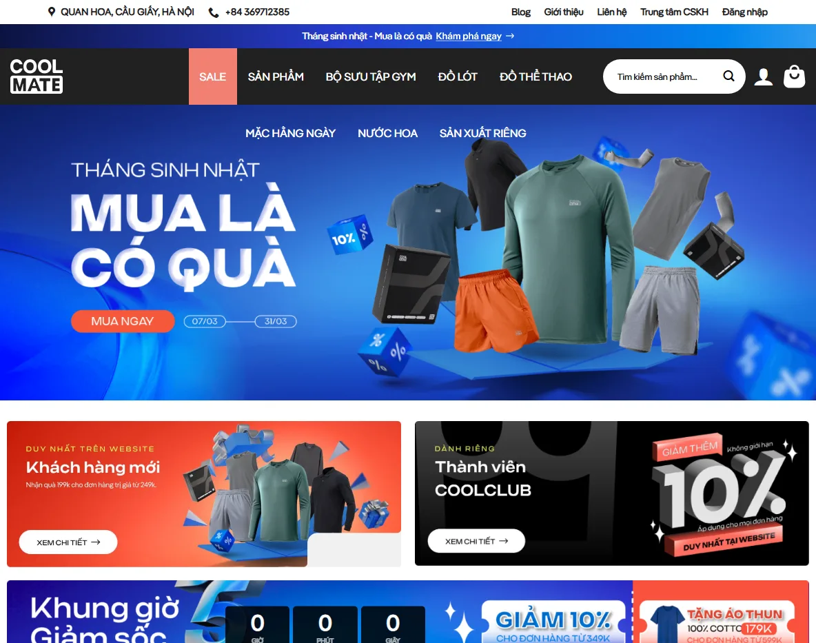 Giao diện theme wordpress bán quần áo giống coolmate