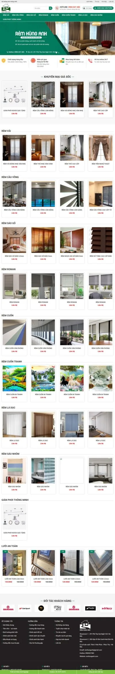 Theme wordpress bán rèm cửa, manh rèm