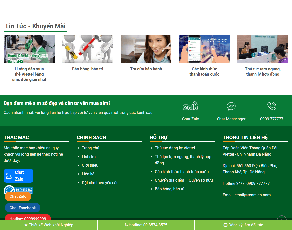 Giao diện quản trị Theme WordPress bán sim số