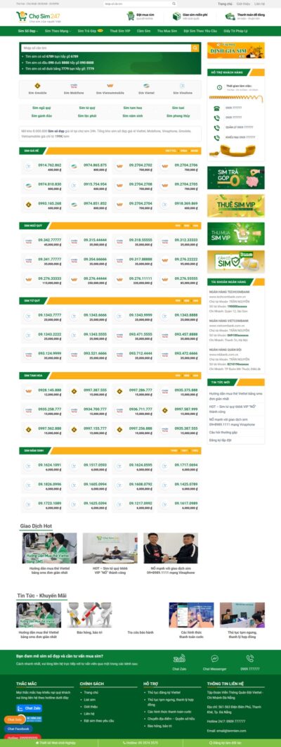 Theme wordpress bán sim , số điện thoại 01