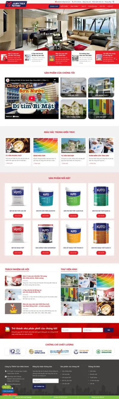 Theme wordpress bán sơn nước, sơn nhà, bột sơn