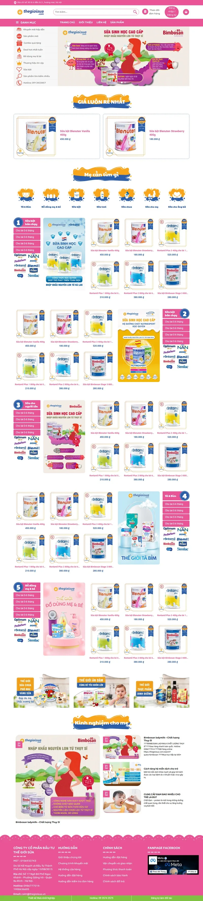 Theme wordpress bán sữa, tã, đồ em bé