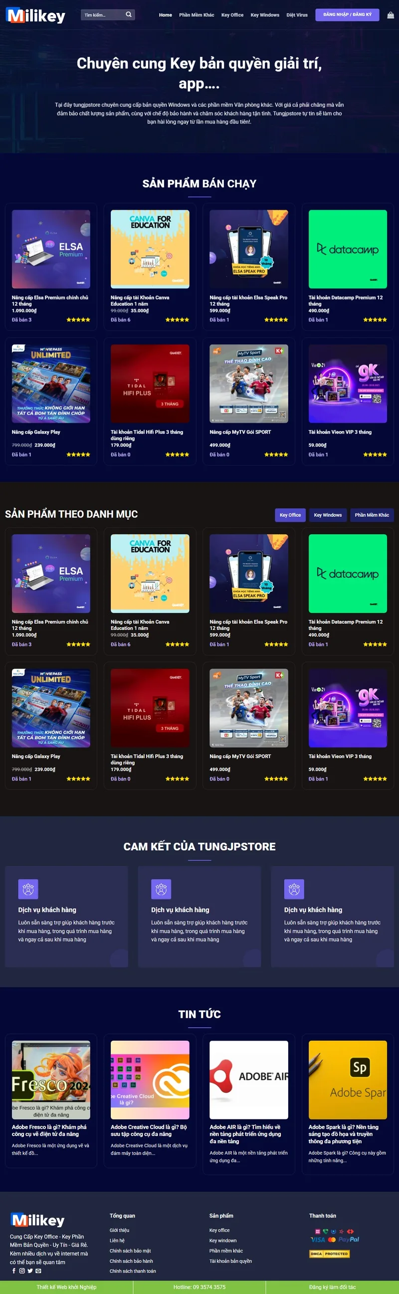 Theme wordpress bán tài khoản, phần mềm, key bản quyền