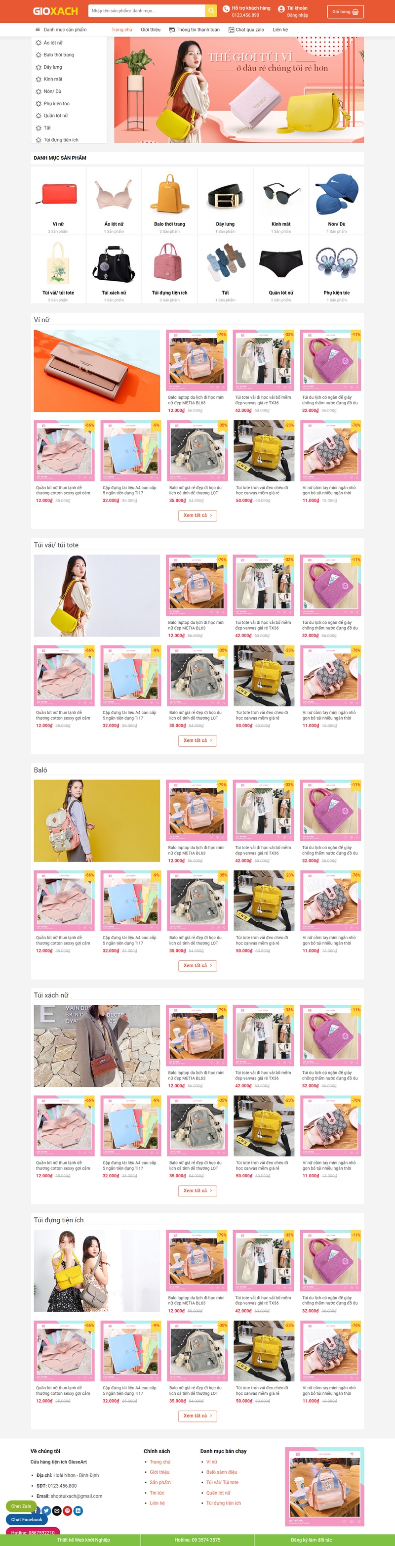 Theme wordpress bán túi , ví
