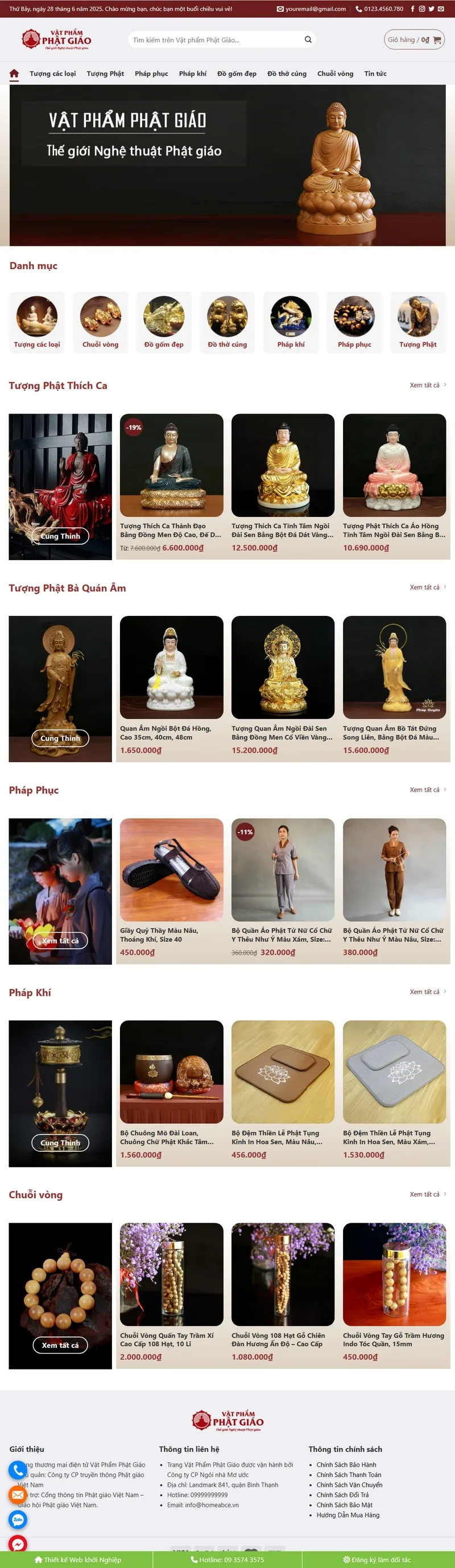 Theme wordpress bán vật phẩm thờ, phật giáo, phong thủy