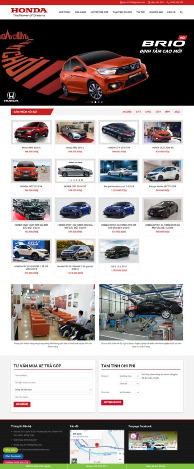 Theme wordpress bán xe honda