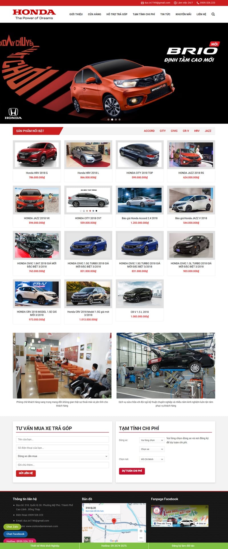 Theme wordpress bán xe honda