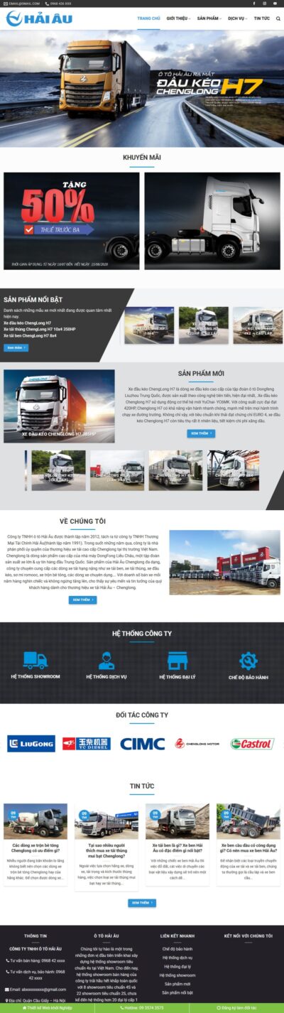 Theme wordpress bán xe tải, xe đầu kéo