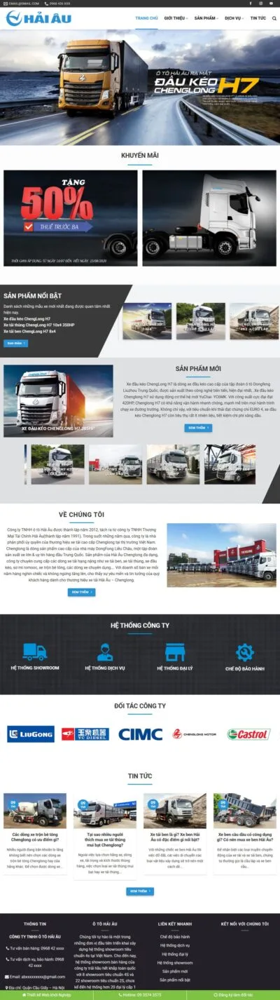 Theme wordpress bán xe tải, xe đầu kéo