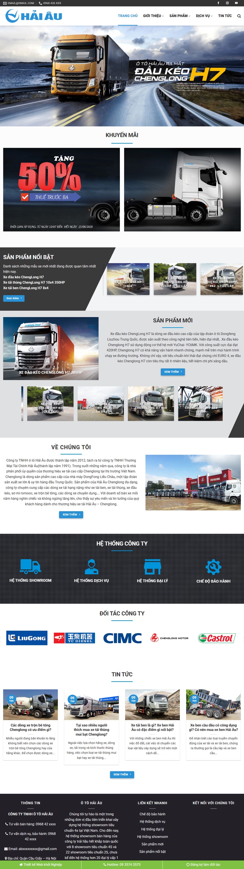 Theme wordpress bán xe tải, xe đầu kéo